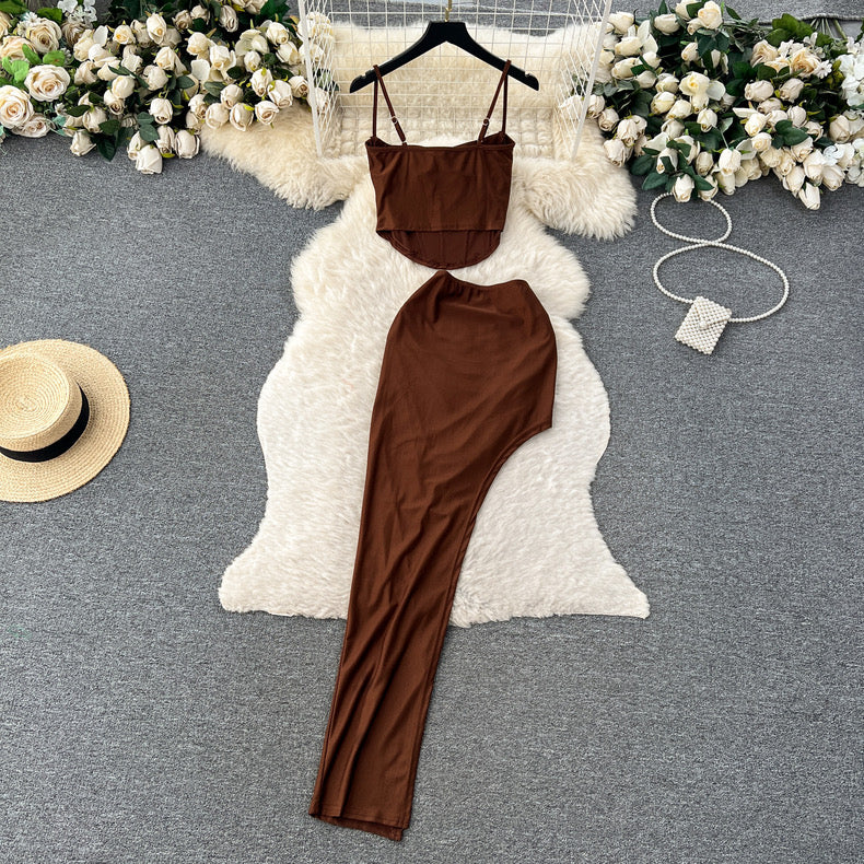 Gelbes Corset Top Ans Skirt Set